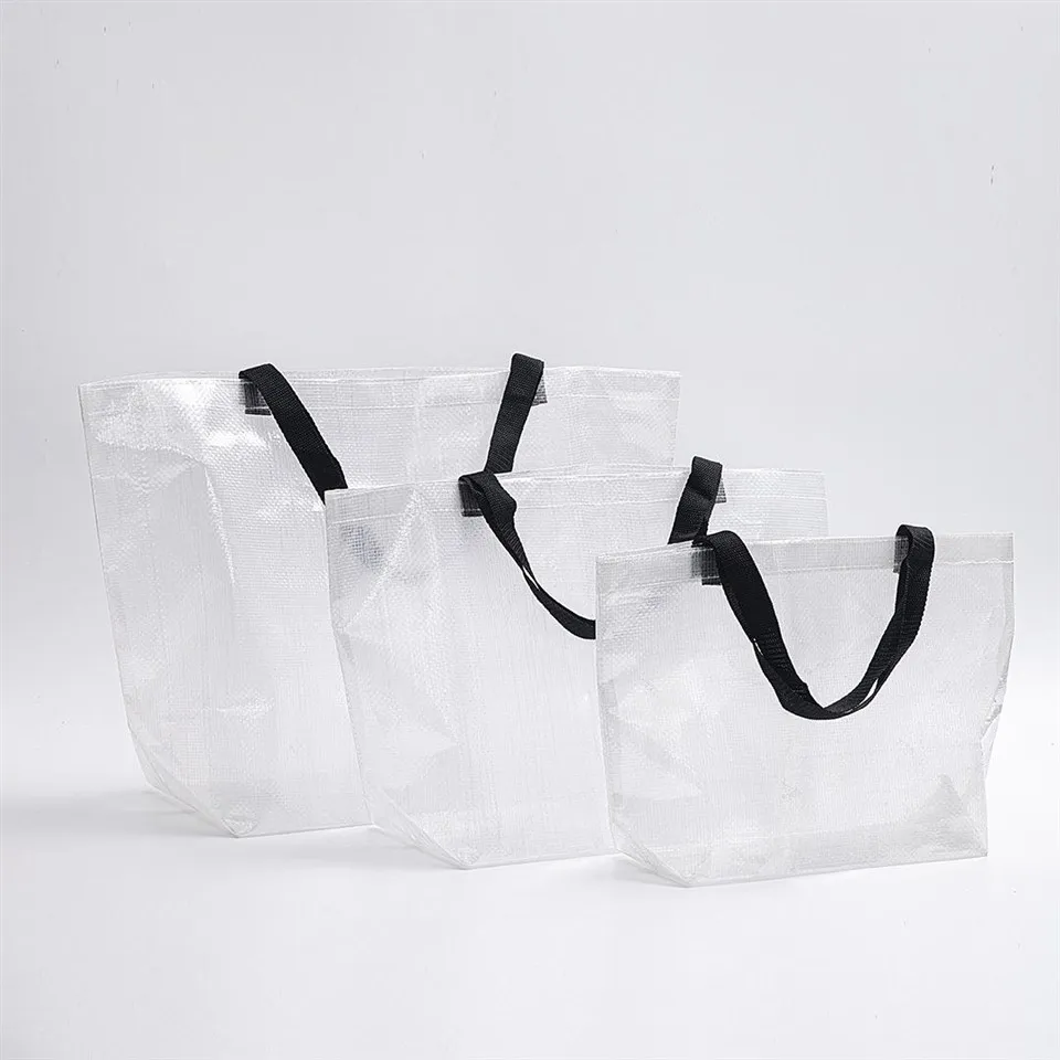 Bolso de compras tejido PP reutilizable lavable transparente lank