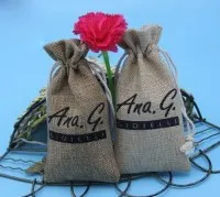 Venta por mayor del Fashional diseño yute bolsa pequeña tela lazo bolsas de regalo para joyería
